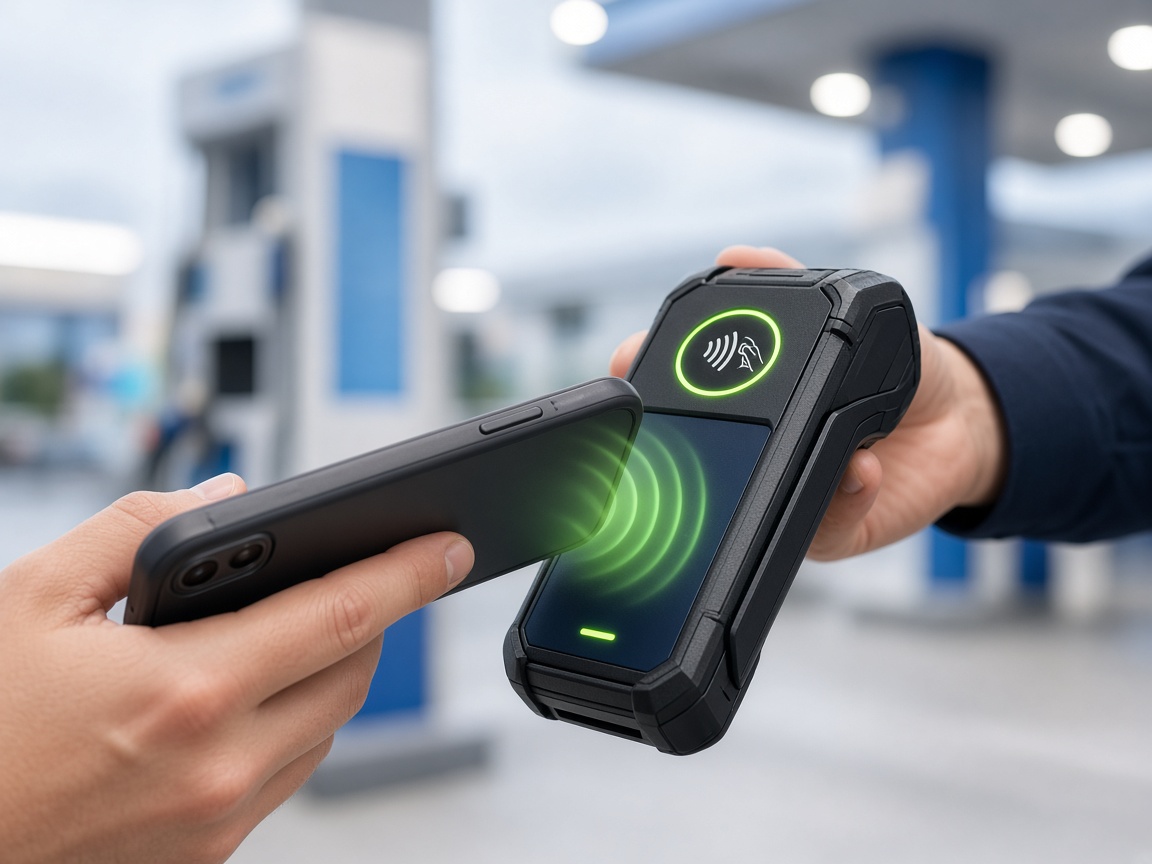 Contactless NFC payment on a handheld fuel station terminal